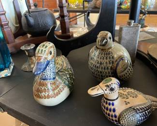 Vintage Mexican Pottery Duck Figurines Tonala