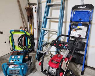 1. Makita Air Compressor - 3.0 HP
2. HP Red/Black - XP 3000 PSI - 2.7 GPM Carb Compliant Cold Water Gas Pressure Washer - Powered Honda GCV 190 Engine