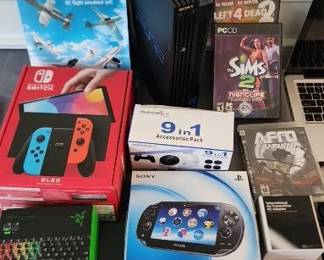 1. Gamefitz Playstation 5 - 9 in 1 Accessories Pack 2. Razor Phantom Keycap Upgrade Set
3. Playstation Vita 4. Nintendo Switch OLED Model Black
5. Nintendo DS Games
6. PC Game - The Sims 2 Nightlife Expansion Pack
7. Playstation 3 Game - AFRO SAMURAI