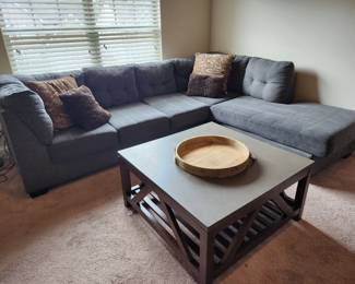 Living Room Couch with Wood Coffee Table