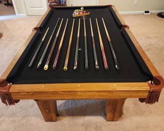 Olhausen Pool Table with Pool Sticks and Pool Balls