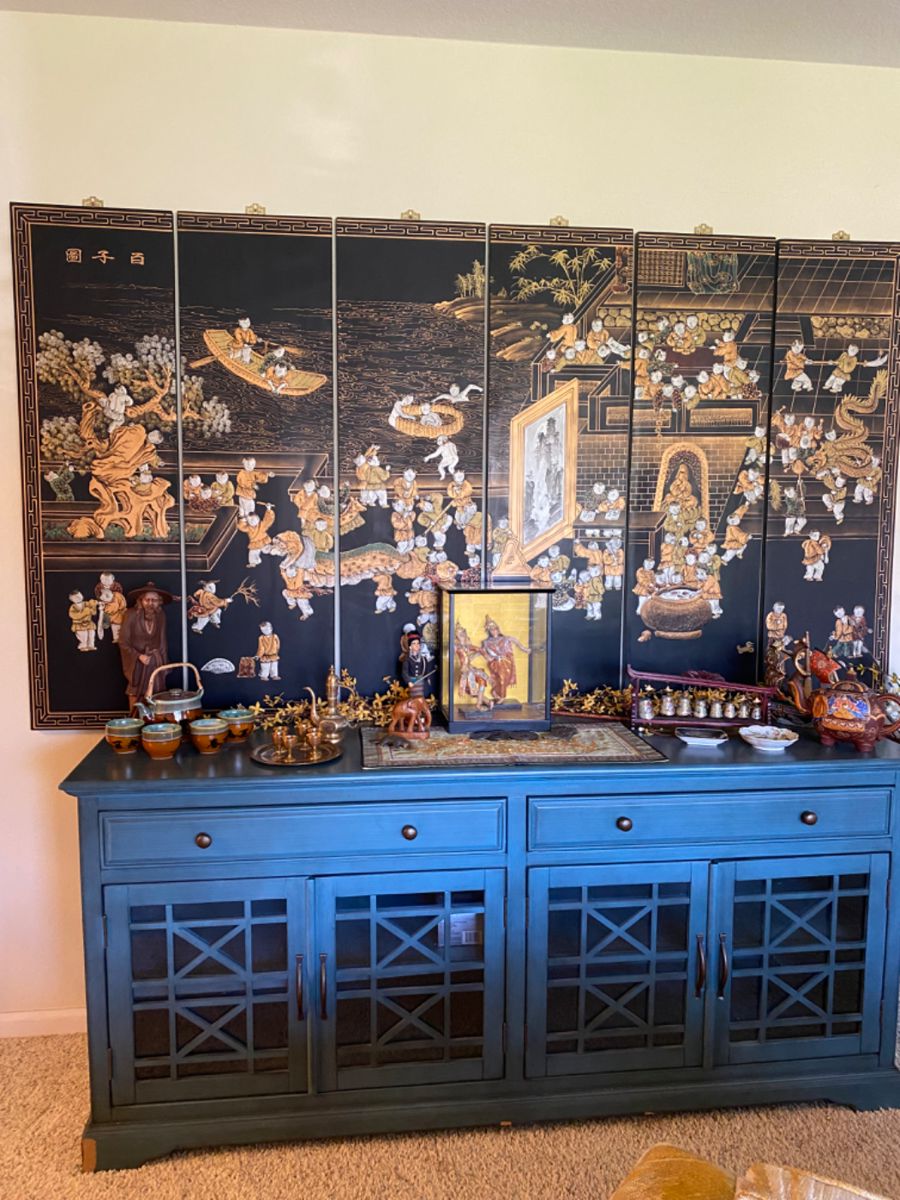 The Asian vibe is revealed throughout the home. 