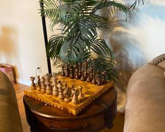 Hand carved wood chess set from Jerusalem