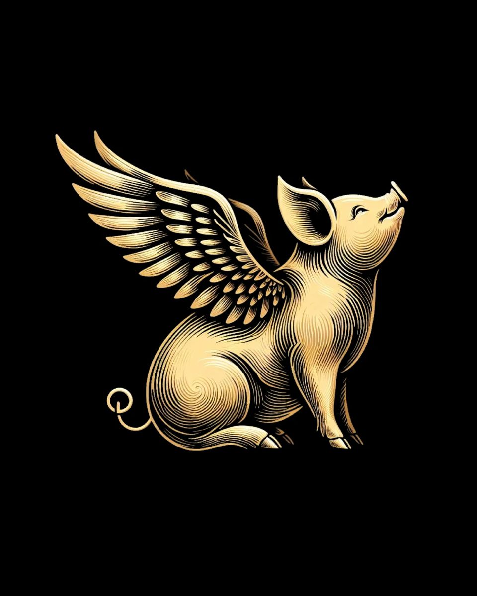 pig logo sitting facing right