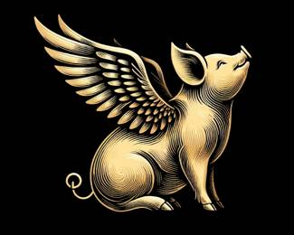pig logo sitting facing right