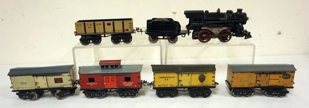 1001 IVES TRAIN O GAUGE #1118 LOCOMOTIVE WITH 6 CARS