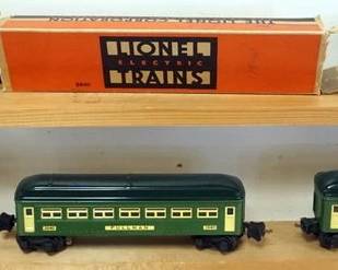1141 LIONEL O GAUGE 3 TRAIN CARS, #2641 OBSERVATION, #2812, #3811