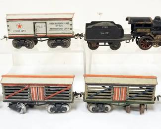 1005 IVES TRAIN O GAUGE #1117 LOCOMOTIVE WITH 5 CARS