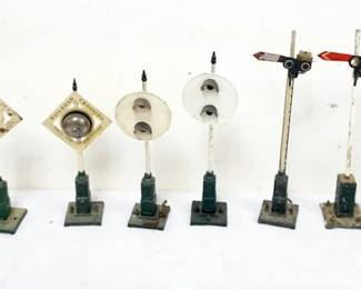 1214 GROUP OF ASSORTED TRAIN O GAUGE METAL SIGNALS