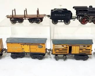 1009 IVES TRAIN O GAUGE #1120 LOCOMOTIVE WITH 5 CARS