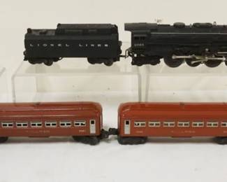 1072 LIONEL TRAIN O GAUGE #2065 ENGINE AND TENDER WITH 4 CARS. #6442 PULLMAN, #2442 PULLMAN, #6443 OBSERVATION