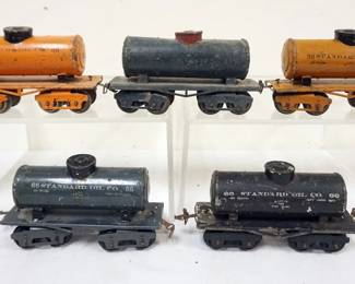 1042 IVES TRAIN O GAUGE GROUP OF 5 CARS, #66 STANDARD OIL
