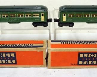 1134 LIONEL O GAUGE 2 TRAIN CARS, #2440 PULLMAN