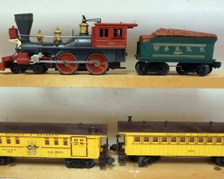 1150 LIONEL O GAUGE #1862 THE GENERAL LOCOMOTIVE WITH #1862T TENDER AND 2 CARS, #1865 WESTERN & ATLANTIC, #1866 WESTERN & ATLANTIC