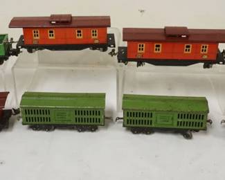 1091 LIONEL TRAIN O GAUGE 8 CARS #1722 CABOOSE, #814 BOX CAR, #2812 CAR, UNION PACIFIC & STOCK LINES CARS