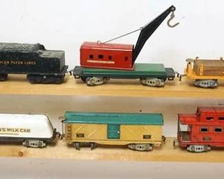 1154 AMERICAN FLYER O GAUGE TRAIN LOCOMOTIVE AND TENDER WITH 7 CARS