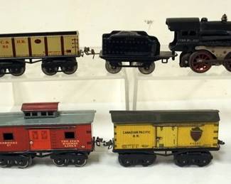 1001 IVES TRAIN O GAUGE #1118 LOCOMOTIVE WITH 6 CARS