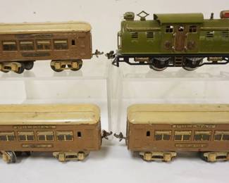 1068 LIONEL TRAIN O GAUGE #254 ENGINE WITH 3 CARS. #135 PARLOR, #136 OBSERVATION