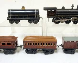 1037 BING O GAUGE TRAINS, #1030 LOCOMOTIVE WITH 4 CARS