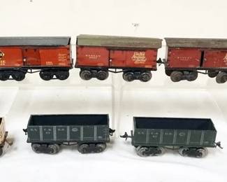 1051 IVES TRAIN O GAUGE GROUP OF 8 CARS, 63 N.Y.C. & H.R., ERIE, N.Y.N.H. & H.