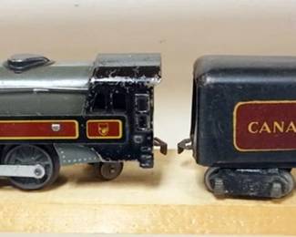 1162 MARX O GAUGE TRAIN, #3000 LOCOMOTIVE WITH CANADIAN PACIFIC TENDER