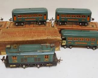 1069 LIONEL TRAIN O GAUGE #253 ENGINE WITH 6 CARS. #607 PULLMAN, #608 OBSERVATION