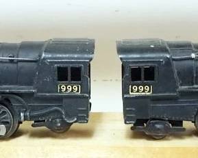 1171 MARX O GAUGE TRAIN, 2 #999 LOCOMOTIVES