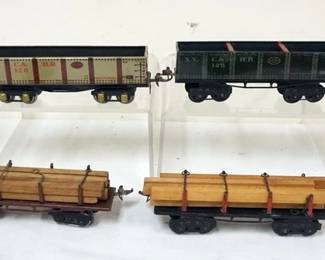 1049 IVES TRAIN O GAUGE GROUP OF 6 CARS, #128 N.Y.C. & H.R., #1682 CABOOSE, #11201 P.R.R.