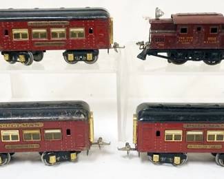 1014 IVES TRAIN O GAUGE #3252 LOCOMOTIVE WITH 3 PULLMAN CARS, 2 - 135 AND 136