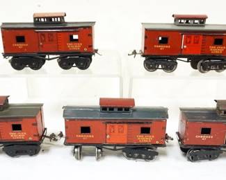 1048 IVES TRAIN O GAUGE GROUP OF 5 CARS, #67 CABOOSE