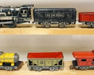 1158 MARX O GAUGE TRAIN, LOCOMOTIVE WITH 5 CARS