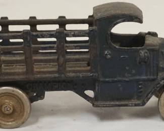 1239 ANTIQUE CAST IRON TOY STAKE BODY TRUCK, APPROXIMATELY 8 IN X 3 1/2 IN H