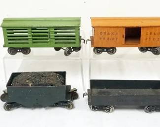 1184 LIONEL STANDARD GAUGE CARS, #113 CATTLE CAR, #114 BOX CAR, #116 COAL HOPPER, #172 GONDOLA , 2 - #117 CABOOSE