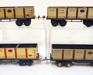 1054 IVES TRAIN O GAUGE GROUP OF 4 CARS, #128 N.Y.C. & H.R.