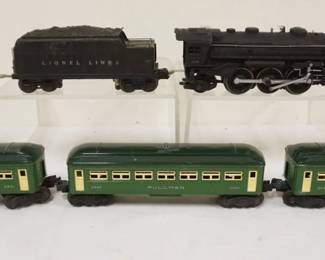 1076 LIONEL TRAIN O GAUGE #224E ENGINE WITH #2224 TENDER WITH 3 CARS. #6442 PULLMAN, #6440 PULLMAN, #6441 OBSERVATION
