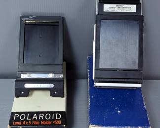 Polaroid Graphic Land Camera, Model 9108, And Polaroid Land Film Holder, Model 500, Both In Original Boxes