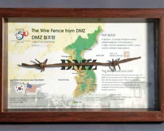 Barbed Wire Fragment From Korean War At DMZ In Framed Shadowbox , 10.5" X 7"