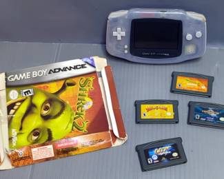 GameBoy Advanced Portable Gaming Unit, Including MedaBots, Shrek 2, Aero The Acro-Bat, And 007 Nightfire Games