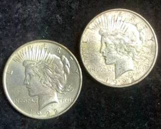1922 Peace Dollars, Qty 2