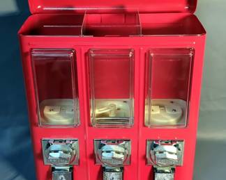 Rhino Vending Triple Coin Operated Vending Machine, Model RHTV-101A, Including 42" Metal Stand And Keys