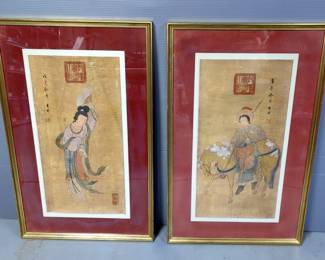 Oriental Framed Prints Under Glass, 32" x 20.5", Qty 2