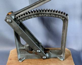 C.E. Potter Cast Iron Hand Crank Nutcracker, 13" x 12" x 5", And Enamelware Basin