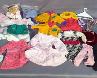 Pleasant Company And American Girl Clothing Including Samantha Nightgown And Dress, Chrissa Dress And Pajamas, Jackets, Bowling Party Outfit, And More