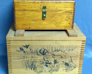 Evans "The Classic" Wood Crate, 10" x 16" x 9", And Hand Made Cigar Box, 6.5" x 12.5" x 6.5"