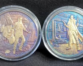 Highland Mint Prospector Series 1 Troy Ounce .999 Fine Silver Commemorative Rounds, Qty 2
