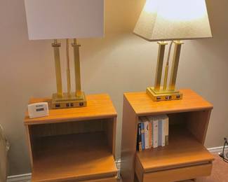 Set of 2 Brass Gooseneck USB/Outlet Lamps