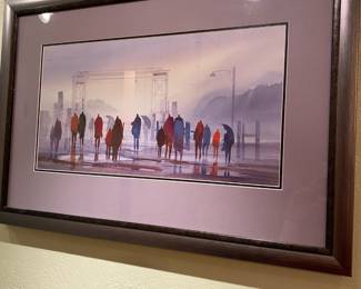Framed Lithograph "Waiting for the Ferry" by John Ebner