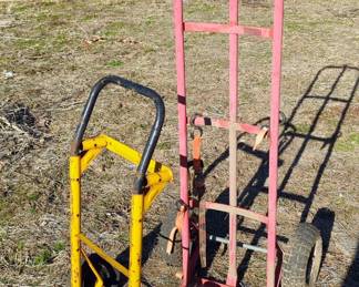 Metal Hand Truck With Air Tires, 51" Tall, And Convertible Dolly With Hard Tires