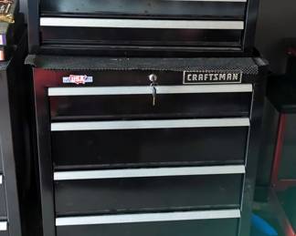 Craftsman Locking 3 Drawer Tool Cabinet, 12" x 26" x 12", Contents Include Battery Cables, Various Brands, Lenox Hose Cutter, Screwdrivers, And More, Includes Keys