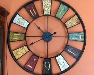 Metal Framed Windmill Style Wall Clock, 30" Dia, And Framed Wall Art, 24" x 12", Qty 2